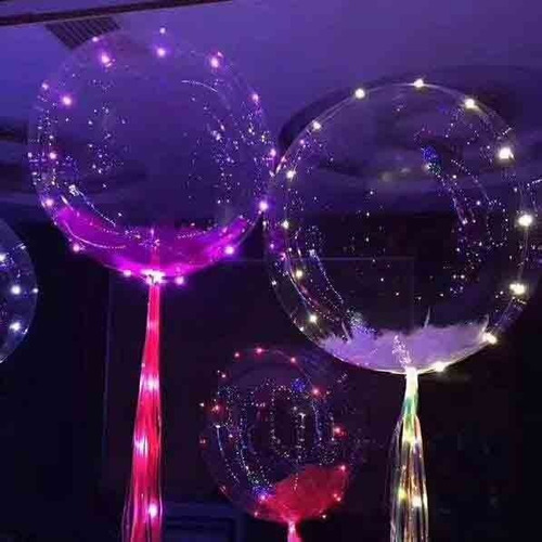 Globo 45cm Transparente Burbuja Apto Confetti Led Helio