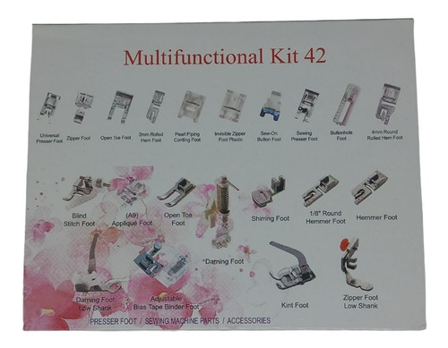 Imagen 2 de 5 de Set Kit 42 Pie Prensatelas Maquina Familiar Janome Singer