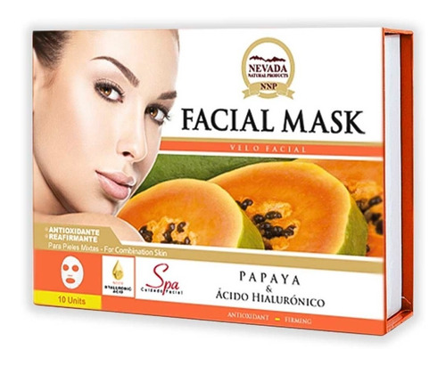 Velo Facial De Papaya Y Acido Hialuronico Nevada Caja 10 Und