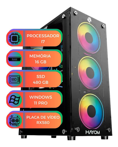 Pc Gamer Up Starter Pro V2 I7 16gb Ram Ssd 480GB Rx580 8gb Windows 11 Pro