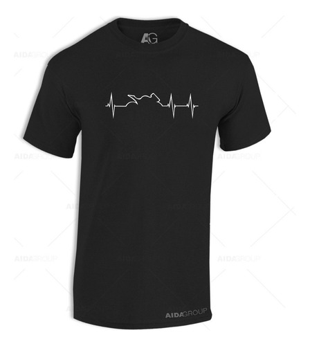 Playera Caballero Pulso Electrocardiograma Motociclismo