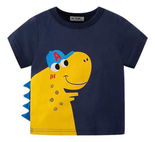 Camiseta De Manga Corta Con Diseño De Dinosaurio Para Niños