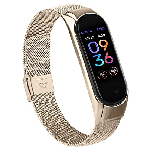 Malla Metalica Para Reloj Amazfit Band 5 Champagne Gold Mila