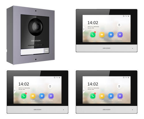 Videoportero Ip Full Hd Ds-kis602 3 Monitores Ip Llamada App
