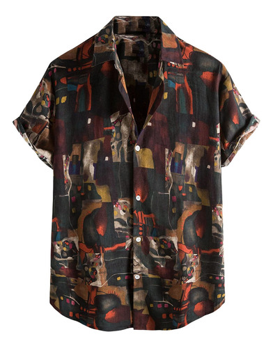 Camisa Hawaiana Manga Corta Para Hombre Casual Botone S