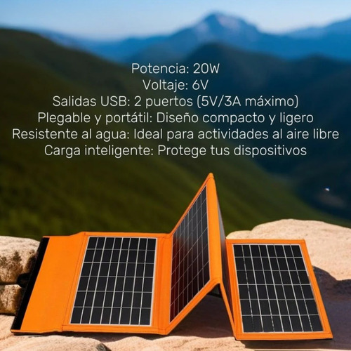 Panel Solar Portátil De Carga Rápida Para Exteriores 20w