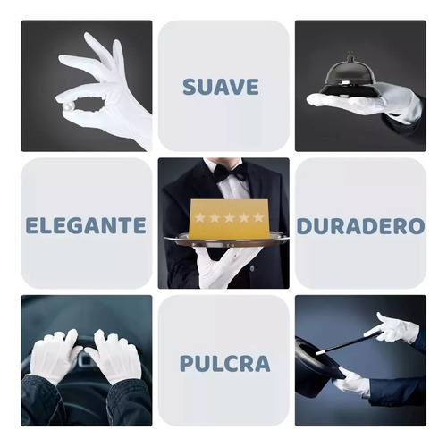 ** 10 Pares Guantes Blancos Algodón For
