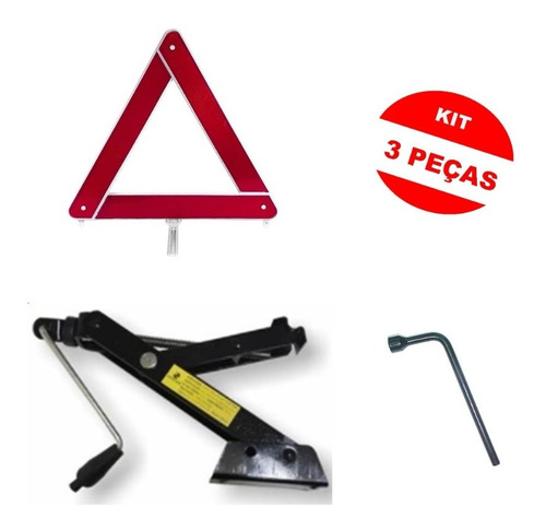 Kit Estepe Chave Roda 17mm + Triangulo + Macaco Joelho