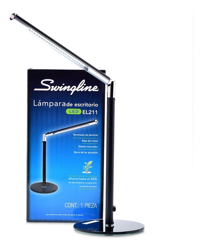 Lampara Led De Escritorio Ajustable Swingline Base Vidrio