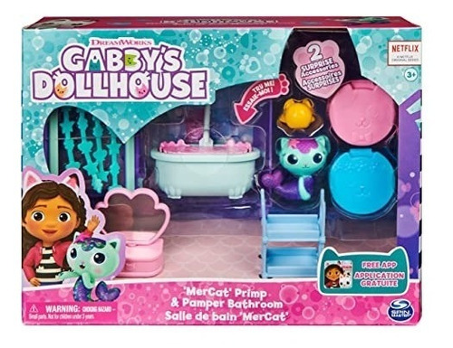 Gabby's Dollhouse Primp And Pamper Baño Con Figura De Mercat