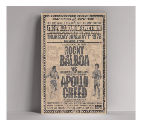 Cuadro Decorativo 20x30 Rocky Vs Apollo En Bastidor Vintage