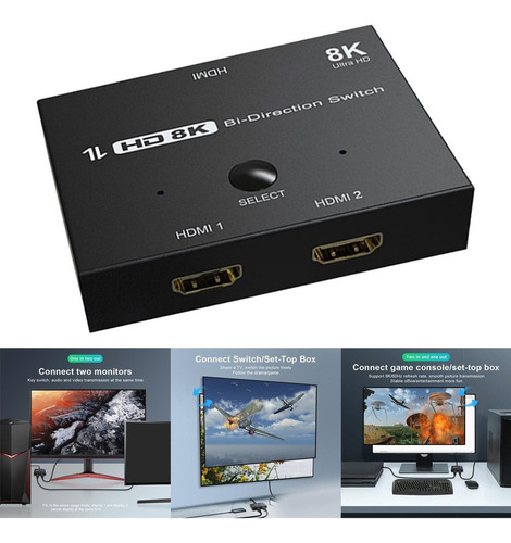 8k 60hz 4k 120hz 2.1 Splitter 2x1 1x2 Portátil Para Monitor