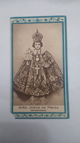 Estampita Antigua Del Niño Jesus De Praga