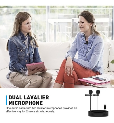 Micrófono Dual Solapa Type C Lavalier Clip Celulares Android