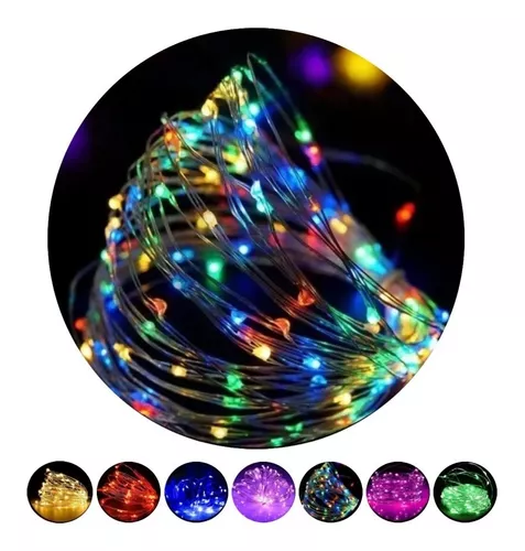Luz led lenteja alambre multicolor 30 luces con pilas