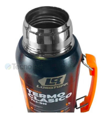 Termo Acero Inox 1 Litro Lusqtoff Negro Frio Calor + Yerbera