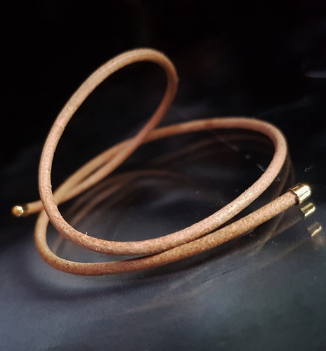 Imagem 6 de 7 de Pedras - Pulseira 1v Couro 1,5mm Ponteiras Ouro Cód148p19