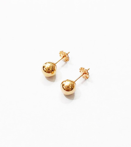 Par Aros Tuerca Oro 18k Bolita Nº 4 (4 Mm.) Garantía Estuche