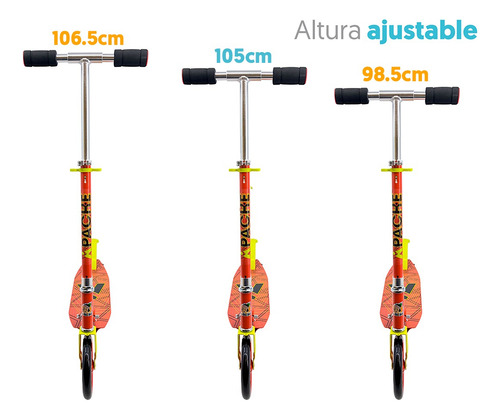 Apache Scooter Plegable Rojo 200mm Para Niños Y Jóvenes