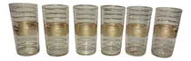 Comprar Antiguos 6 Vasos De Cristal Tallados Pintados Con Oro Bellos