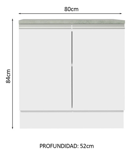 Mueble Bajo Mesada Glamy Madesa 2 Puertas 80cm Blanco Blanco