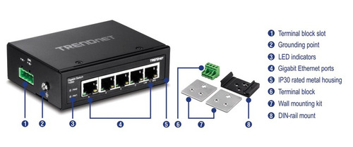 Switch Industrial Trendnet Ti-g50 5 Puertos Gigabit Con Riel