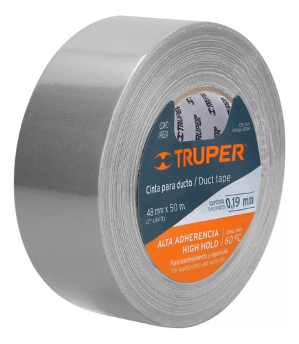 Cinta Duct Tape Alta Temperatura 60° 50m X 48mm Truper 12588