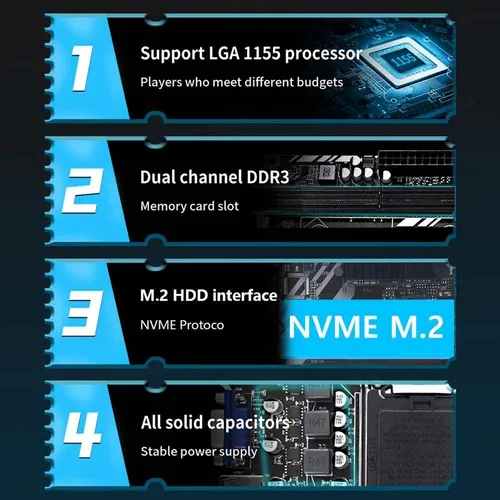 Placa Madre Mucai H61 1155 Core I3 I5 I7 M.2 Nvme Ddr3 32gb