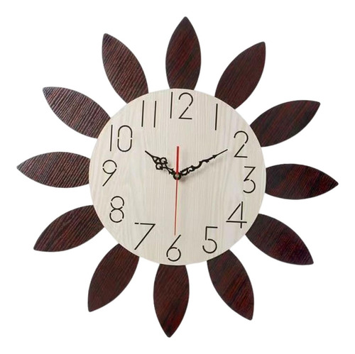 Reloj De Pared De Madera Nórdico Silencioso Sin Tictac 60cm