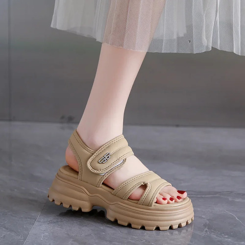 Sandalias De Playa Con Plataforma Para Mujer, Zapatillas Cas