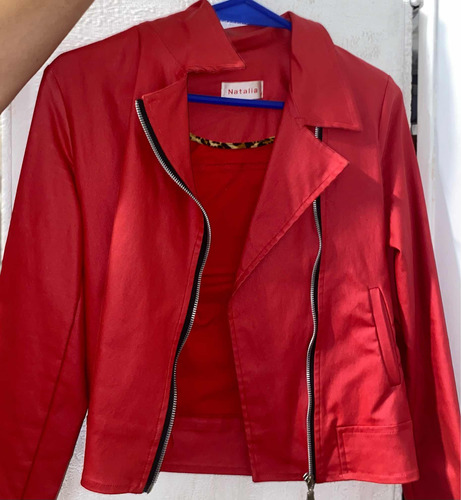 Campera Cuero Rojo Sintetica