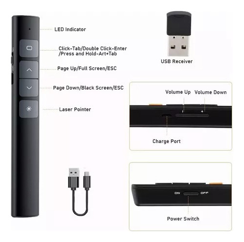 Rechargeable Wireless Laser Pointer Demonstrator 100m Usb