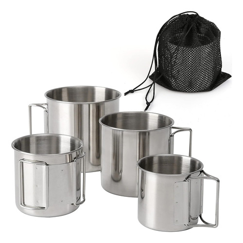 Taza Apilable De Acero Inoxidable Tazas Portátiles Con Asa P