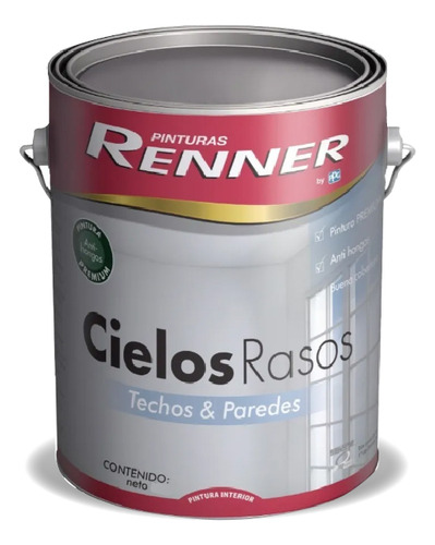 Pintura Latex Cielo Raso Renner Techos Y Paredes - 3.6 Lt Color Blanco