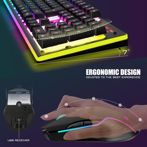 Kit De Teclado Mecánico Y Mouse Redthunder Game-yx-910, Rgb