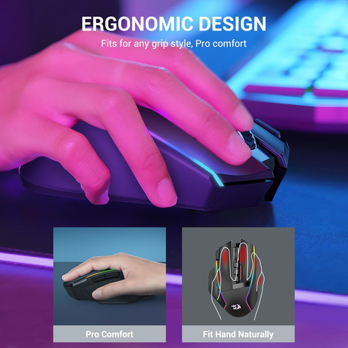 Mouse De Juego Inalámbrico Redragon, Dpi De Ratón Ergonómico