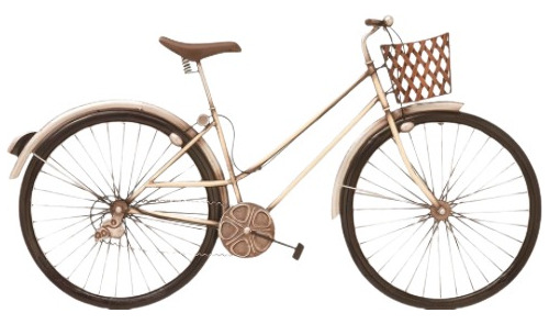 Bicicleta Blanca Con Canastilla De Pared Metal