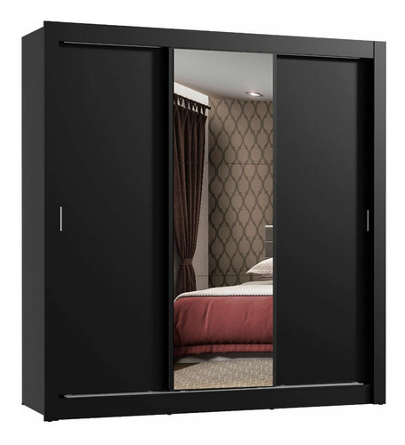 Imagen 1 de 8 de Ropero Madesa Mônaco color negro de mdp con 3 puertas corredizas
