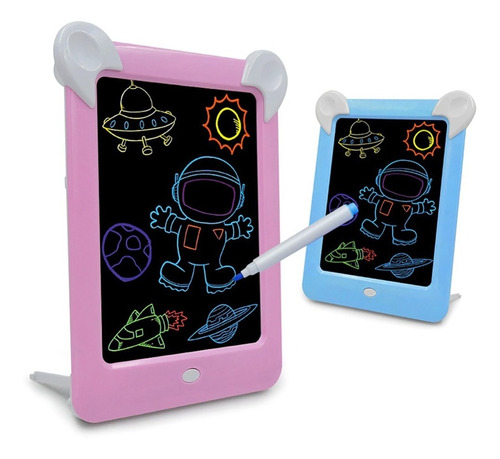 Pizarron Magico Luz Led Tablet Dibujar Y Escribir Plumones