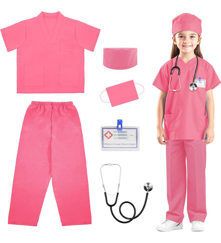 Disfraz De Enfermera Para Niña Talla M (7-8) Años-rosado