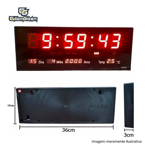 Imagem 1 de 6 de Relógio Parede Led Digital Calendário Alarme Termômetro