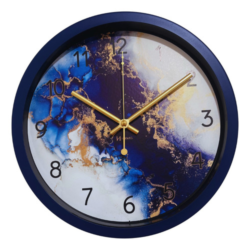 Relógio Parede Alumínio Azul Marinho Marmorizado 30 Cm 6737 Cor da estrutura Azul-marinho