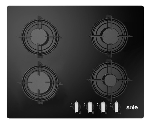 Cocina Empotrable Sole 4q Vidrio 60cm Solco049 Color Negro