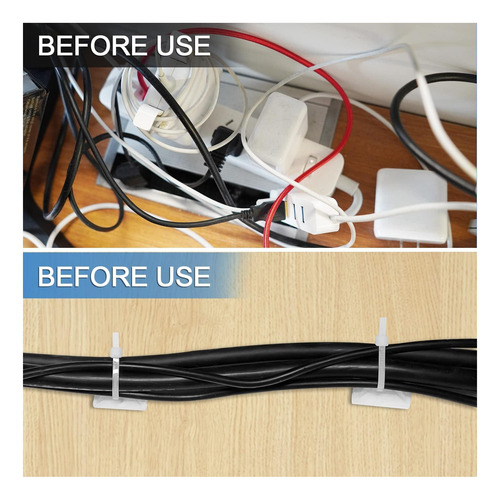 Seuyeugx White Autoadhesivo Cable Montaje Con Almohadillas