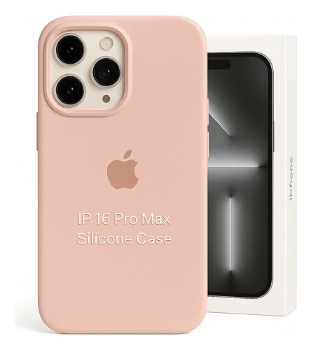 Funda Iphone 16 Pro Max Silicona Logo + Vidrio De Regalo! Nude Silicona
