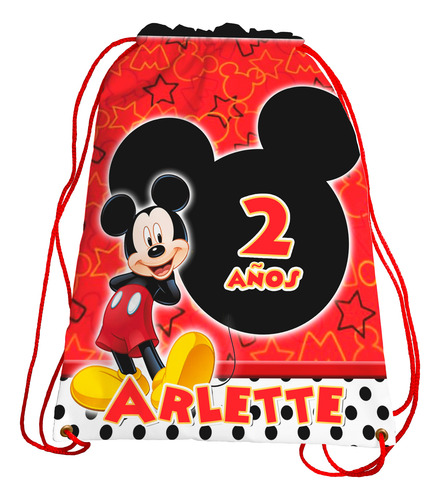 Recuerdo Morralito Fiesta Mickey Y Minnie Personalizados 60u
