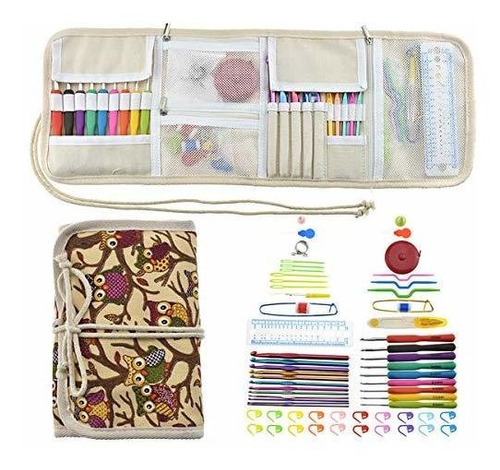 Kit Organizador Ganchos Aguja Crochet Aluminio Multicolor