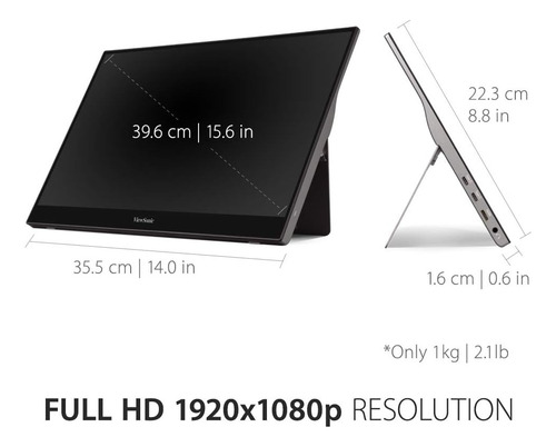Monitor Viewsonic Td1566 16 Fhd 6.5ms 60hz Portatil Touch
