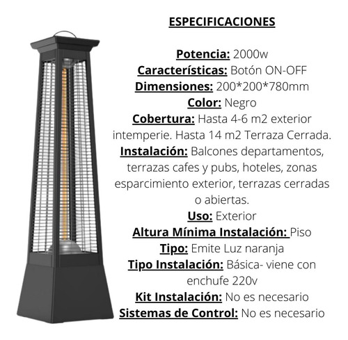 Imagen 3 de 9 de Calefactor Electrico Portatil Infrarojo Exterior Terraza