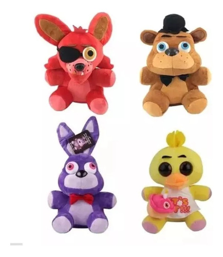 Pack De 4 Felpa Fnaf Chica Bonnie Freddy Foxy